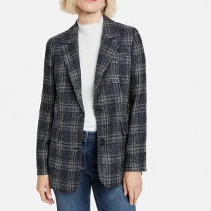 Gerry Weber Blazer Langarm Gefüttert In Blau Karo 18